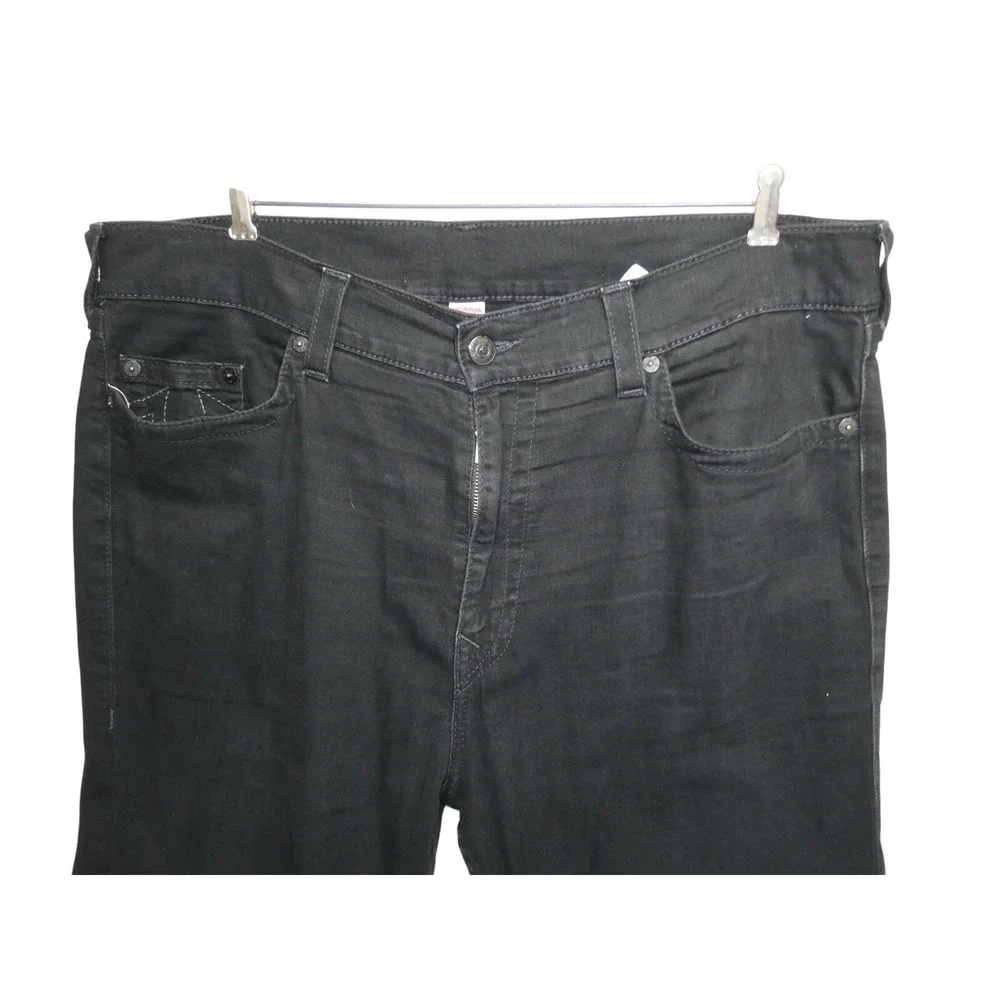 True Religion Jeans Mens Size 38x28 Black Ricky Slim‎ Drop Rise Stretch Denim